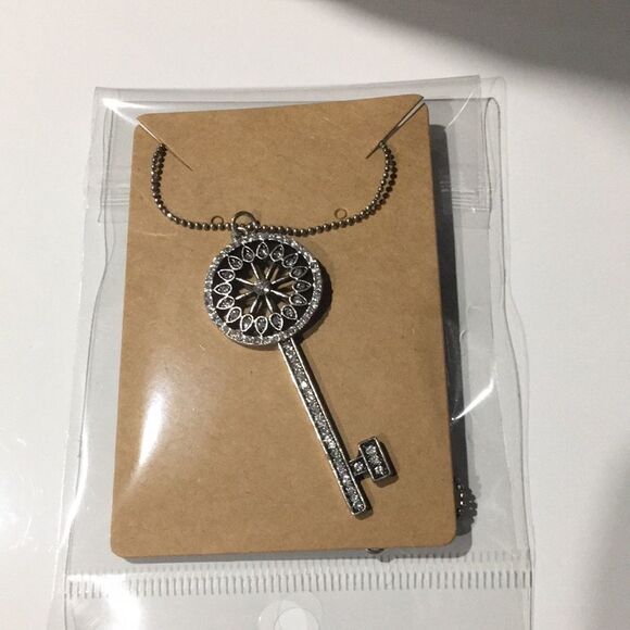 Bundle Sale 3 for $15 | Silver Tone Key Pendant Necklace | Rhinestones - Picture 8 of 10